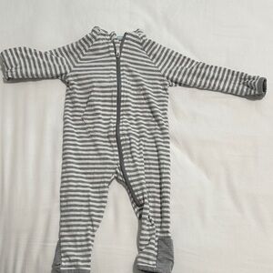 Coolibar Gray & White Striped Kids Footed One-Piece